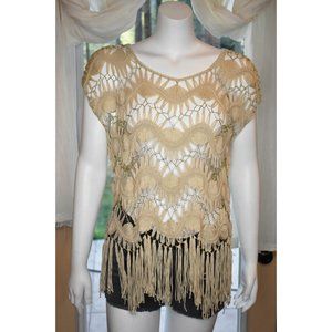 Solution Fringe Crochet Top Swimsuit Cover Up